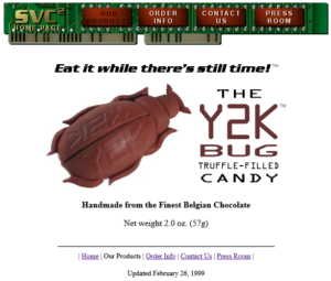 First version of Chocolate Y2K Bug web page